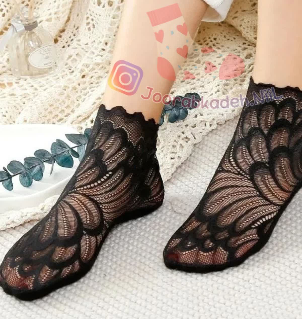 جوراب گیپوری طرح طاووسی سایز ۳۶ ،۳۷
